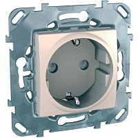 SCHNEIDER ELECTRIC UNICA Розетка в рамку c заземлением со шторками   бежевая с быстрозажимными клеммами (MGU5.057.25ZD)