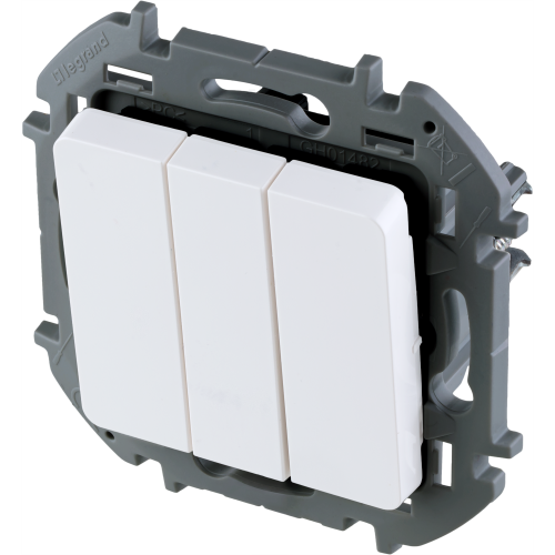 LEGRAND INSPIRIA Выключатель трехклавишный   для скрытого монтажа, цвет "Белый", увеличенный номинальный ток 20 А, напряжение ~250В. (673640) фото 5