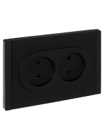 IEK FORTE&PIANO Розетка 2-местная без заземления с защитными шторками безвинтовое крепление 10А FP125 черный  (FP-R23-10-1-K02)