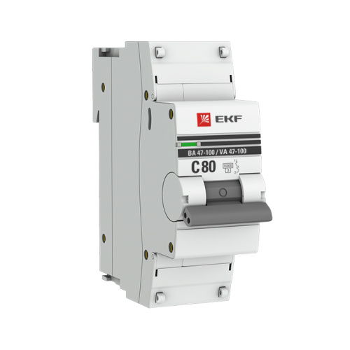 EKF Автоматический выключатель ВА 47-100 1P 80А  (C) 10kA  PROxima (mcb47100-1-80C-pro)