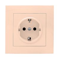 EKF Валенсия розетка 1-местная с/з 16А кремовая с защ. штор. EKF PROxima (EWR16-028-20)