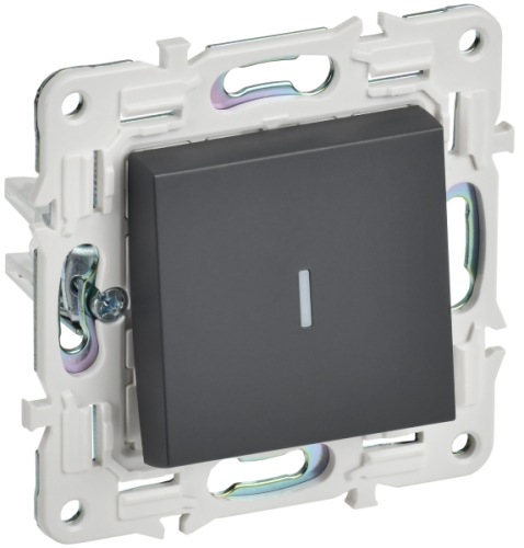 IEK SKANDY Выключатель 1-клавишный проходной с индикацией 10А SK-V08T титан  (SK-V12-1-10-K48)