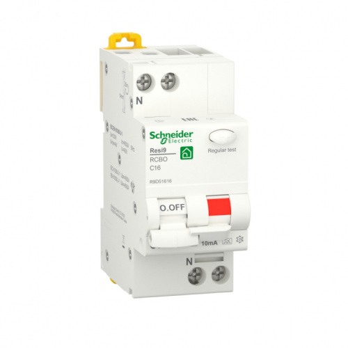 SCHNEIDER ELECTRIC RESI9 АВТ. ВЫКЛ. ДИФФЕРЕНЦИАЛЬНОГО тока АВДТ 1P+N С 16А 6000A 30мА тип A (R9D51616)