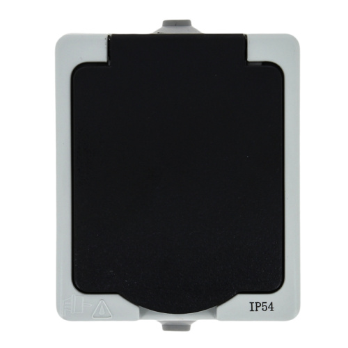 EKF Венеция Розетка 16А с заземлением с крышкой со шторками IP54 серый (EVR16-029-30-540) фото 4