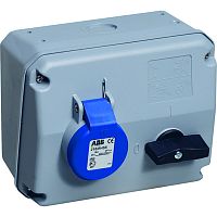 ABB Розетка кабельная 16А 2Р+Е IР44 с выключателем/блокировкой 250В CEWE  (216 MHS4)  (2CMA167622R1000)