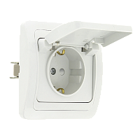 EKF Розетка Лондон одноместная с заземлением и крышкой 16А белая с защитными шторками (EER16-029-100)