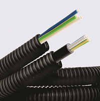 DKC Труба ПНД гибкая гофрированная д.16мм с кабелем ГОСТ+ ВВГнгLS 3х1.5 (100м) черная (7L716100)