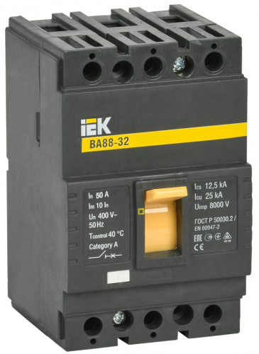 IEK Выключатель автоматический трехполюсный ВА88-32 50А 25кА РЭ500А (SVA10-3-0050)