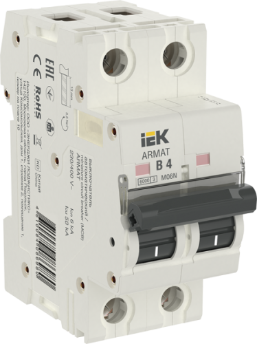 IEK ARMAT Выключатель автоматический двухполюсный B 4А M06N (AR-M06N-2-B004)
