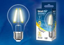 Лампа светодиодная LED 7вт 200-250В форма А диммируемая 630Лм Е27 3000К Uniel Air филамент (UL-00002872)