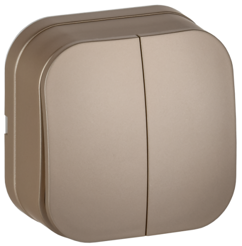 IEK GLORY Выключатель 2-клавишный для открытой установки 10А ВС20-2-0-ХШм шампань матовый  (EVH20-K37M-10)