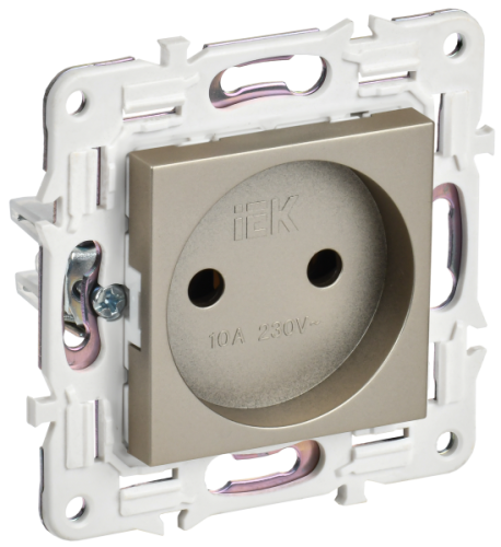 IEK SKANDY Розетка без заземления без защитных шторок 10А SK-R02Sh шампань  (SK-R10-10-K37)