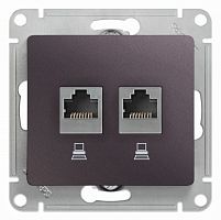 SCHNEIDER ELECTRIC GLOSSA Розетка двойная компьютерная RJ45+RJ45 кат.5E механизм сиреневый туман (GSL001485KK)