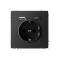 Systeme Electric ARTGALLERY Розетка 16А с 2 USB A+C, 5В/2,4А/3,0А, 2х5В/1,5А, механизм, базальт (GAL001432)