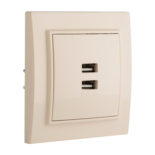 EKF Розетка Минск USB 2-местная СП 2,1А бежевая (ERR-2USB-200) фото 2