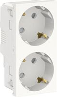 SCHNEIDER ELECTRIC Розетка UNICA NEW двойная со шторками с заземлением винтовой зажим белый (NU306718A)