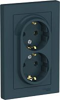 SCHNEIDER ELECTRIC Розетка ATLASDESIGN двойная с заземлением 16А в сборе изумруд (ATN000824)