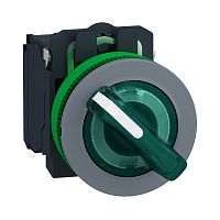 SCHNEIDER ELECTRIC Переключатель 22мм, 2 позиции, 230В, зеленый, с подсветкой, заподлицо, 1НО, 1НЗ, пластик C0 (XB5FK123M5C0)
