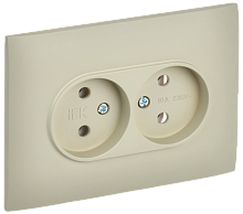 IEK SKANDY Розетка 2-местная без заземления без защитных шторок 10А в сборе SK-R10B бежевый  (SK-R20-10-K10-F)