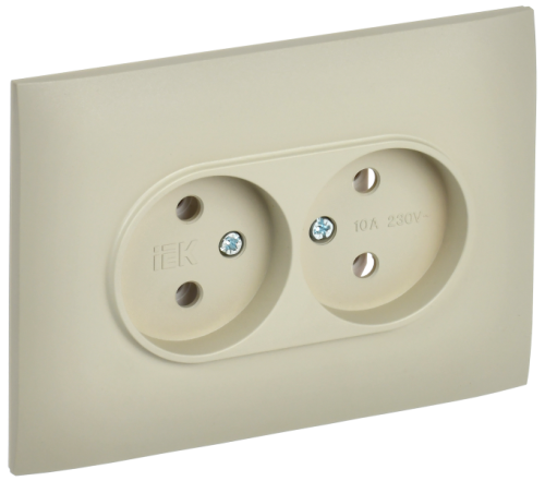 IEK SKANDY Розетка 2-местная без заземления без защитных шторок 10А в сборе SK-R10B бежевый (SK-R20-10-K10-F) IEK SKANDY Розетка 2-местная без заземления без защитных шторок 10А в сборе SK-R10B бежевый (SK-R20-10-K10-F)