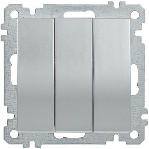 IEK ВС10-3-0-Б Выключатель трехклавишный 10А BOLERO серебрянный IEK  (EVB30-K23-10)