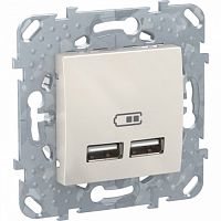SCHNEIDER ELECTRIC UNICA Розетка двойная USB 1А, бежевый (MGU5.418.25ZD)