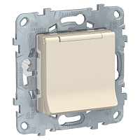 SCHNEIDER ELECTRIC Розетка UNICA NEW с заземлением со шторками с крышкой 16 А 250 В IP40 бежевый (NU503744TA)