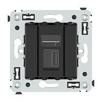 DKC 'USB 2.0 розетка одинарная в стену, тип А-А, ''Avanti'', ''Черный матовый''' (4412403)