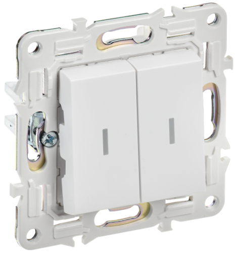 IEK SKANDY Выключатель 2-клавишный с индикацией 10А SK-V09W арктический белый  (SK-V20-1-10-K01)