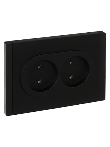 IEK FORTE&PIANO Розетка 2-местная без заземления без защитных шторок безвинтовое крепление 10А FP126 черный  (FP-R20-10-1-K02)