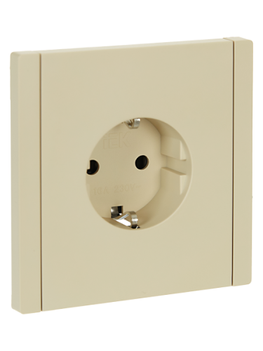 IEK FORTE&PIANO Розетка 1-местная с заземлением с защитными шторками безвинтовое крепление 16А FP413 ваниль  (FP-R14-16-1-K10)