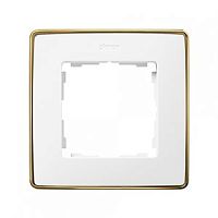 SIMON Рамка 1 пост золото - белый (8201610-245)