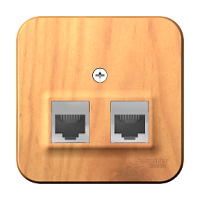 SCHNEIDER ELECTRIC Розетка BLANCA наружная двойная компьютерная RJ45, кат.5e, с изолирующей пластиной, ясень (BLNIA045455)