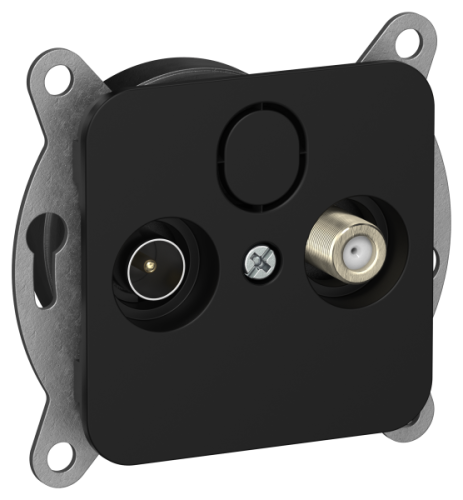 FLITE Розетка 2-местная TV+SAT экранированная оконечная РТВс-2-1-1- черный (FI-AF23-O-K02)