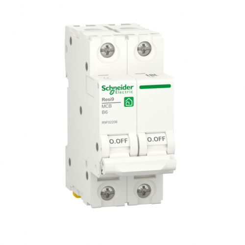 SCHNEIDER ELECTRIC RESI9 Выключатель автоматический B 6А 2P 6000A (R9F02206)