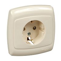 SCHNEIDER ELECTRIC РОНДО Розетка с заземлением со шторками скрытая слоновая кость индивидуальная упаковка (RS16-121-SI)