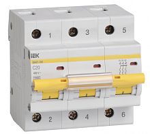 IEK Выключатель автоматический ВА47-100 трехполюсный 20А 10кА характеристика C IEK  (MVA40-3-020-C)