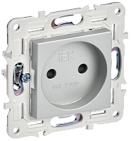 IEK SKANDY Розетка без заземления с защитными шторками 10А SK-R01S серебряный  (SK-R13-10-K23)