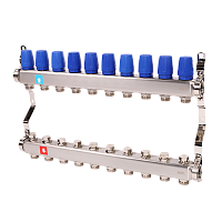 MVI Коллекторная группа с ручными регулировочными клапанами 1' х 10 выходов 3/4' НР евроконус (MS.410.06)