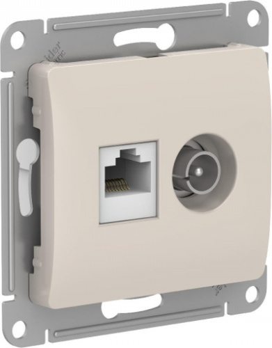 SCHNEIDER ELECTRIC GLOSSA Розетка двойная ТВ + компьютерная RJ45, кат. 5Е, МОЛОЧНЫЙ (GSL000989)