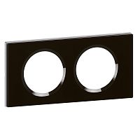 LEGRAND Рамка, двухпостовая, черное стекло (069302 )