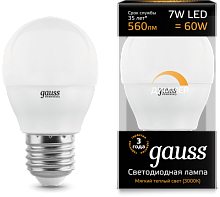 GAUSS Лампа светодиодная LED 7вт,230в,Е27,теплый,dim,шар  (105102107-D)