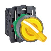 SCHNEIDER ELECTRIC Переключатель 22мм, 2 позиции, 230В, оранжевый, с подсветкой, заподлицо, 1НО, 1НЗ, пластик C0 (XB5AK125M5C0)