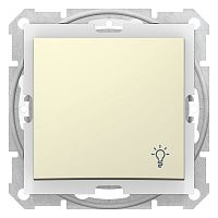 SCHNEIDER ELECTRIC Sedna Выключатель кнопочный одноклавишный символ Свет IP44 в рамку бежевый (SDN0900347)