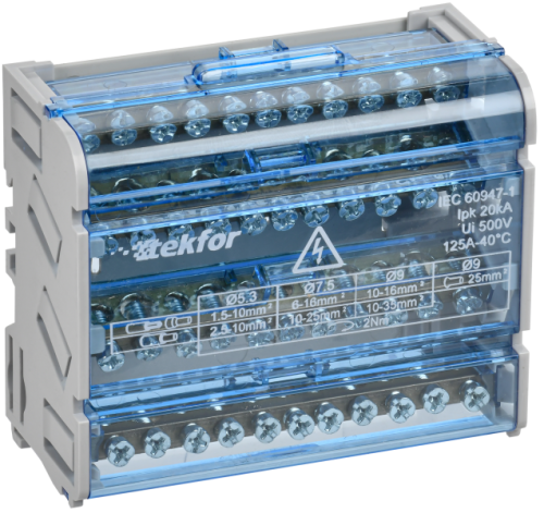 IEK TEKFOR Шины на DIN-рейку (кросс-модуль) ШНК 4х11 3L+PEN  (TF-DN10-4-11-125)