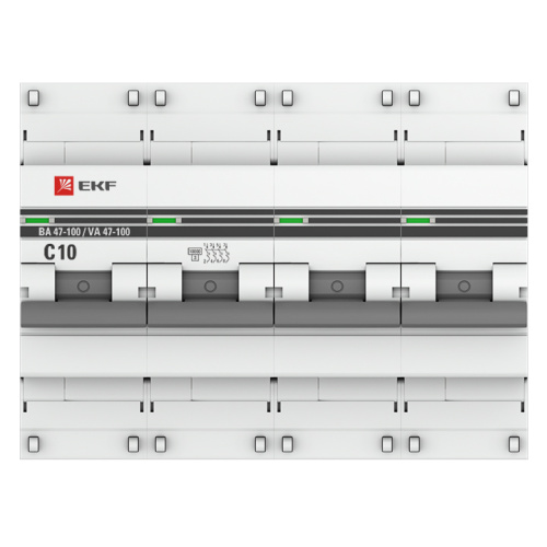 EKF Автоматический выключатель ВА 47-100 4P 10А  (C) 10kA  PROxima (mcb47100-4-10C-pro) фото 3