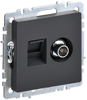 IEK BRITE Розетка двойная TV+RJ45 кат.5E РТВ/РК12-БрГ графит (BR-AK20-1-K53)