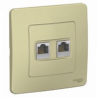 SCHNEIDER ELECTRIC BLANCA С/У РОЗЕТКА двойная компьютерная RJ45, кат.5E, БЕЖЕВЫЙ (BLNIS045457)