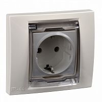 SCHNEIDER ELECTRIC UNICA Розетка с заземлением со шторками IP44 бежевая (MGU61.037.25)
