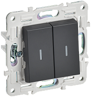 IEK SKANDY Выключатель 2-клавишный проходной с индикацией 10А SK-V10T титан  (SK-V22-1-10-K48)